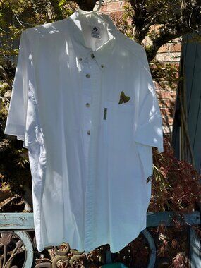 UNIQUE Columbia PFG Large Short Sleeeve Shirt Embroidered FISH IN POCKET